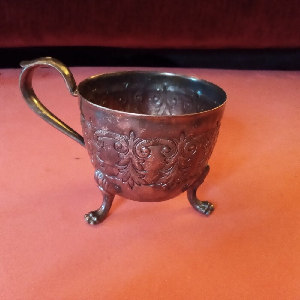 Vintage Silver Glass Tea Cup Holder Engraved